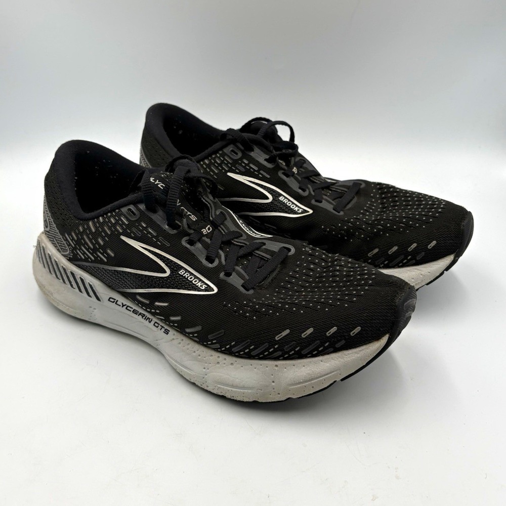 Brooks Glycerin GTS 20 Black White Gray Running Shoes Womens 9 B 120370-1B-059